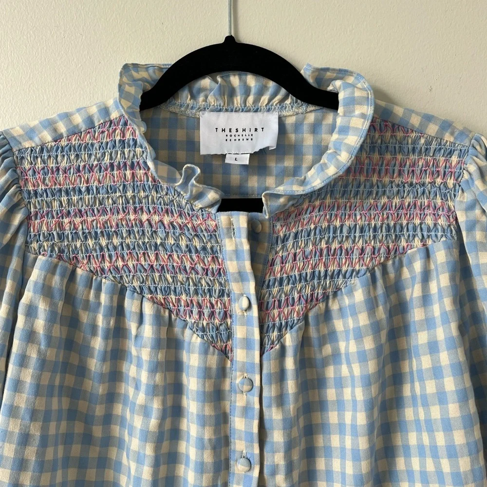 The Shirt by Rochelle Behrens Blue and Yellow Gingham Blouse - Picture 6 of 11